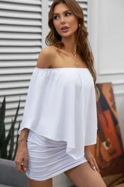 Online Dear-Lover Dressing Layered Mini Poncho Dress White