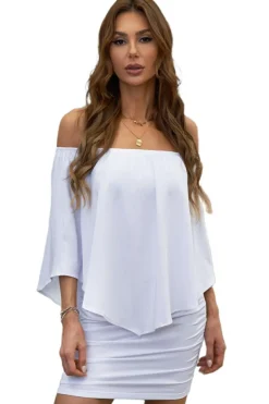 Online Dear-Lover Dressing Layered Mini Poncho Dress White