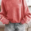 Hot Dear-Lover Drop Shoulder Crew Neck Pullover Sweatshirt Fiery Red