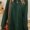 New Dear-Lover Oversized Drop Shoulder Split Hem Sweatshirt Duffel Green