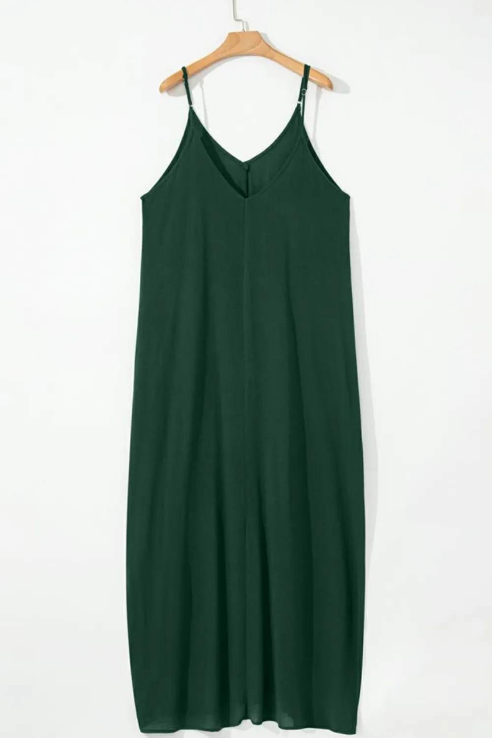 Discount Dear-Lover Spaghetti Straps Pocketed Slouchy Maxi Dress Duffel Green