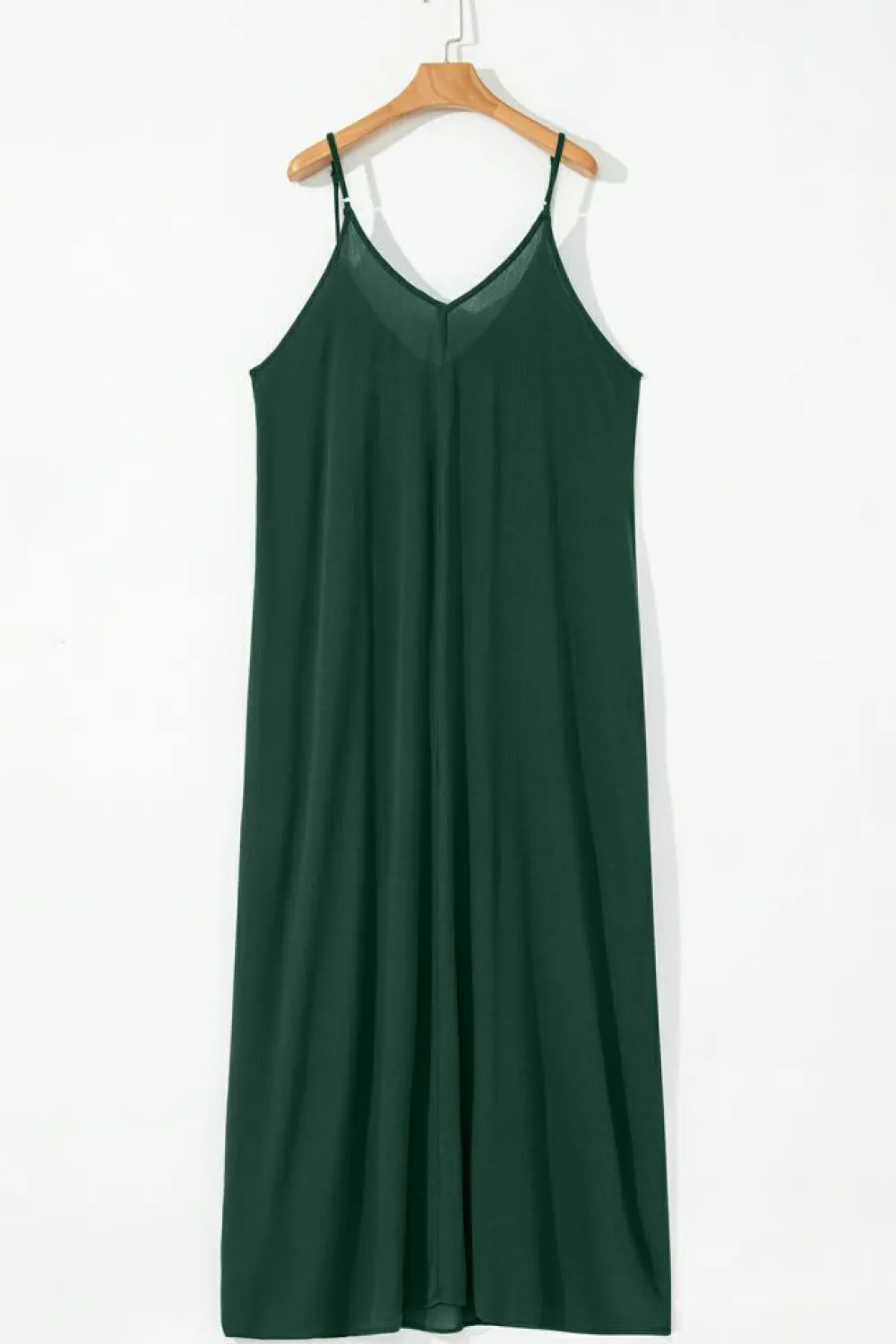 Discount Dear-Lover Spaghetti Straps Pocketed Slouchy Maxi Dress Duffel Green