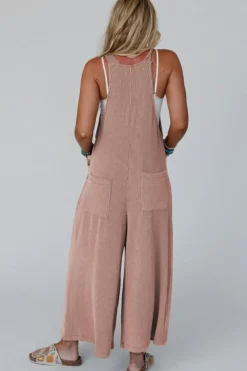 Discount Dear-Lover Corded Adjustable Straps Wide Leg Loose Overall DUNE