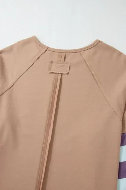 New Dear-Lover Flower Patchwork Raglan Sleeve Exposed Seam Oversized Top DUNE