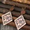 Sale Dear-Lover Western Floral Wooden Dangle Earrings DUNE
