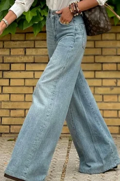 Discount Dear-Lover Acid Wash Extra Wide Leg High Waist Long Jeans Dusk Blue