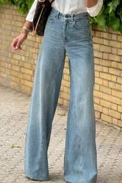 Discount Dear-Lover Acid Wash Extra Wide Leg High Waist Long Jeans Dusk Blue