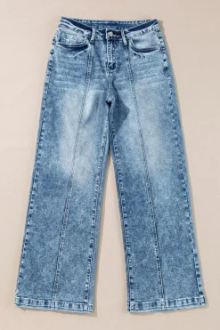 Hot Dear-Lover Central Seamed Wide Leg High Waist Jeans Dusk Blue