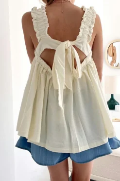Sale Dear-Lover Drawstring Elastic Waist Wide Leg Denim Shorts Dusk Blue