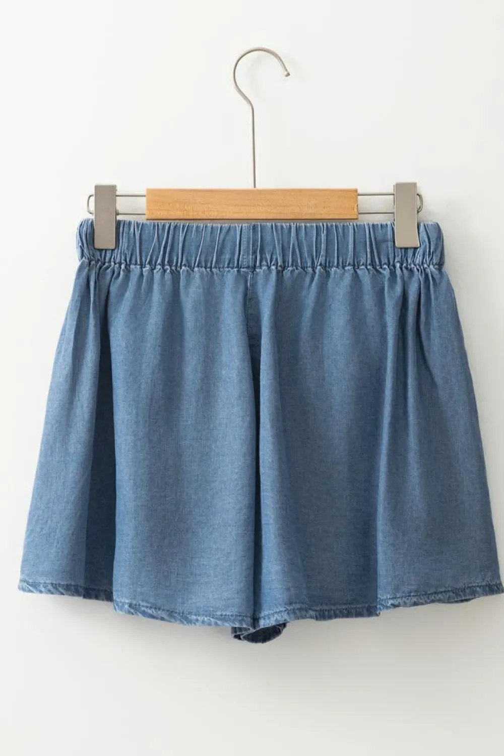 Sale Dear-Lover Drawstring Elastic Waist Wide Leg Denim Shorts Dusk Blue