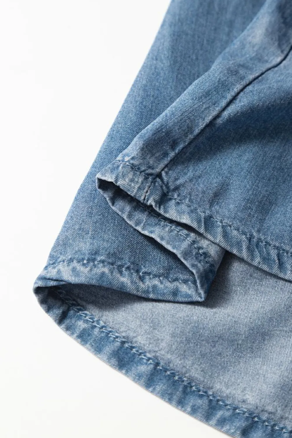 Sale Dear-Lover Drawstring Elastic Waist Wide Leg Denim Shorts Dusk Blue