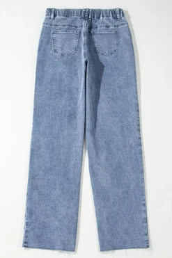 Fashion Dear-Lover Foiled Star Patchwork Straight Leg Loose Jeans Dusk Blue