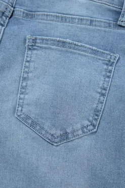 Fashion Dear-Lover High Rise Asymmetric Button Zip Fly Ripped Jeans Dusk Blue