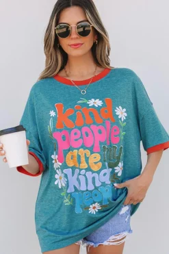 Sale Dear-Lover Kind People are My Kind People Graphic Oversized Tee Dusk Blue