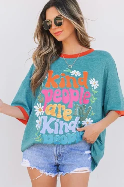 Sale Dear-Lover Kind People are My Kind People Graphic Oversized Tee Dusk Blue