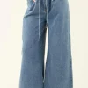 Clearance Dear-Lover Medium Wash Super Wide Leg Denim Pants Dusk Blue