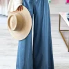 Online Dear-Lover Mineral Wash Button Fly Waist Wide Leg Jeans Dusk Blue