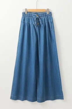 Online Dear-Lover Mineral Wash Button Fly Waist Wide Leg Jeans Dusk Blue