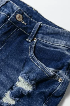Clearance Dear-Lover Mineral Wash High Rise Ripped Jeans Dusk Blue