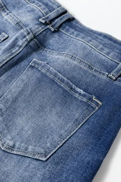 Clearance Dear-Lover Mineral Wash High Rise Ripped Jeans Dusk Blue