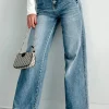 Sale Dear-Lover Multi Buttons Medium Wash Straight Loose Leg Jeans Dusk Blue