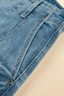Sale Dear-Lover Multi Buttons Medium Wash Straight Loose Leg Jeans Dusk Blue