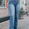 Outlet Dear-Lover Pearl Boot Cut Denim Jeans Dusk Blue