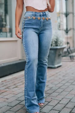 Outlet Dear-Lover Pearl Boot Cut Denim Jeans Dusk Blue
