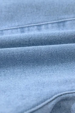 Discount Dear-Lover Pleated Patchwork Wide Leg Lightweight Denim Shorts Dusk Blue