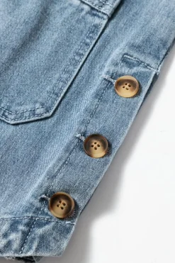 Fashion Dear-Lover Slit Buttons Pocketed Denim Jacket Dusk Blue