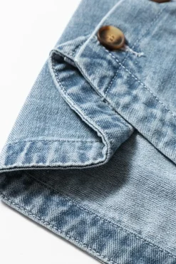 Fashion Dear-Lover Slit Buttons Pocketed Denim Jacket Dusk Blue