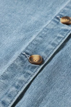 Fashion Dear-Lover Slit Buttons Pocketed Denim Jacket Dusk Blue