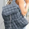 New Dear-Lover Solid Flapped Quilted Puffer Backpack Dusk Blue