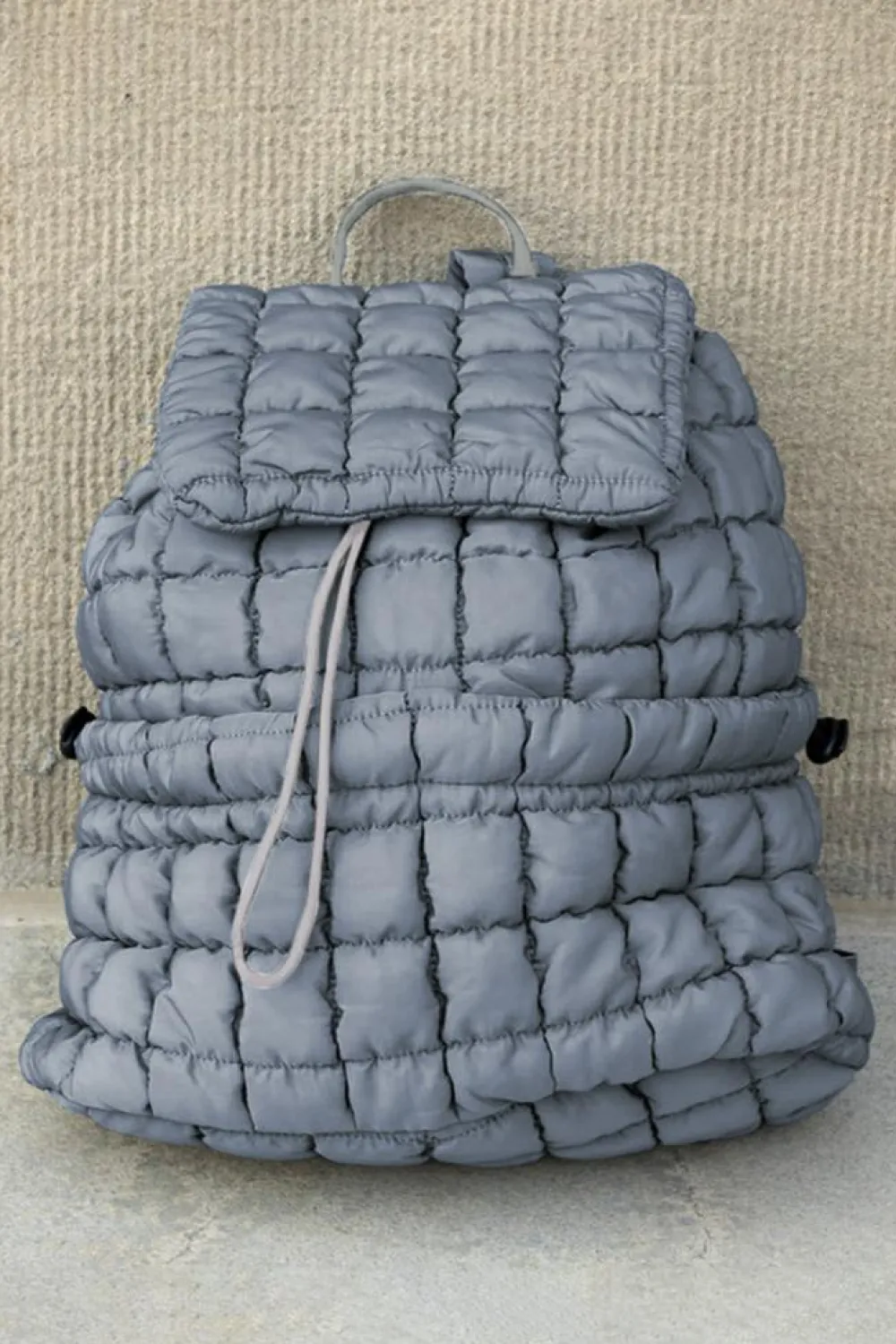 New Dear-Lover Solid Flapped Quilted Puffer Backpack Dusk Blue