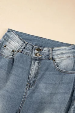 Sale Dear-Lover Vintage Light Wash Ripped Raw Edge Flare Jeans Dusk Blue