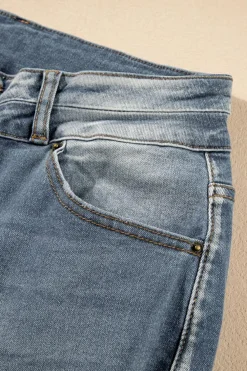 Sale Dear-Lover Vintage Light Wash Ripped Raw Edge Flare Jeans Dusk Blue
