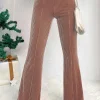 Outlet Dear-Lover Solid Color High Waist Flare Corduroy Pants Dusty Pink