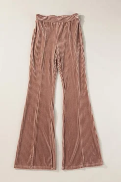Outlet Dear-Lover Solid Color High Waist Flare Corduroy Pants Dusty Pink