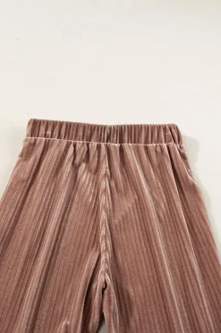 Outlet Dear-Lover Solid Color High Waist Flare Corduroy Pants Dusty Pink
