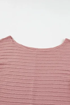 Discount Dear-Lover Textured Knit Long Sleeve Top Dusty Pink
