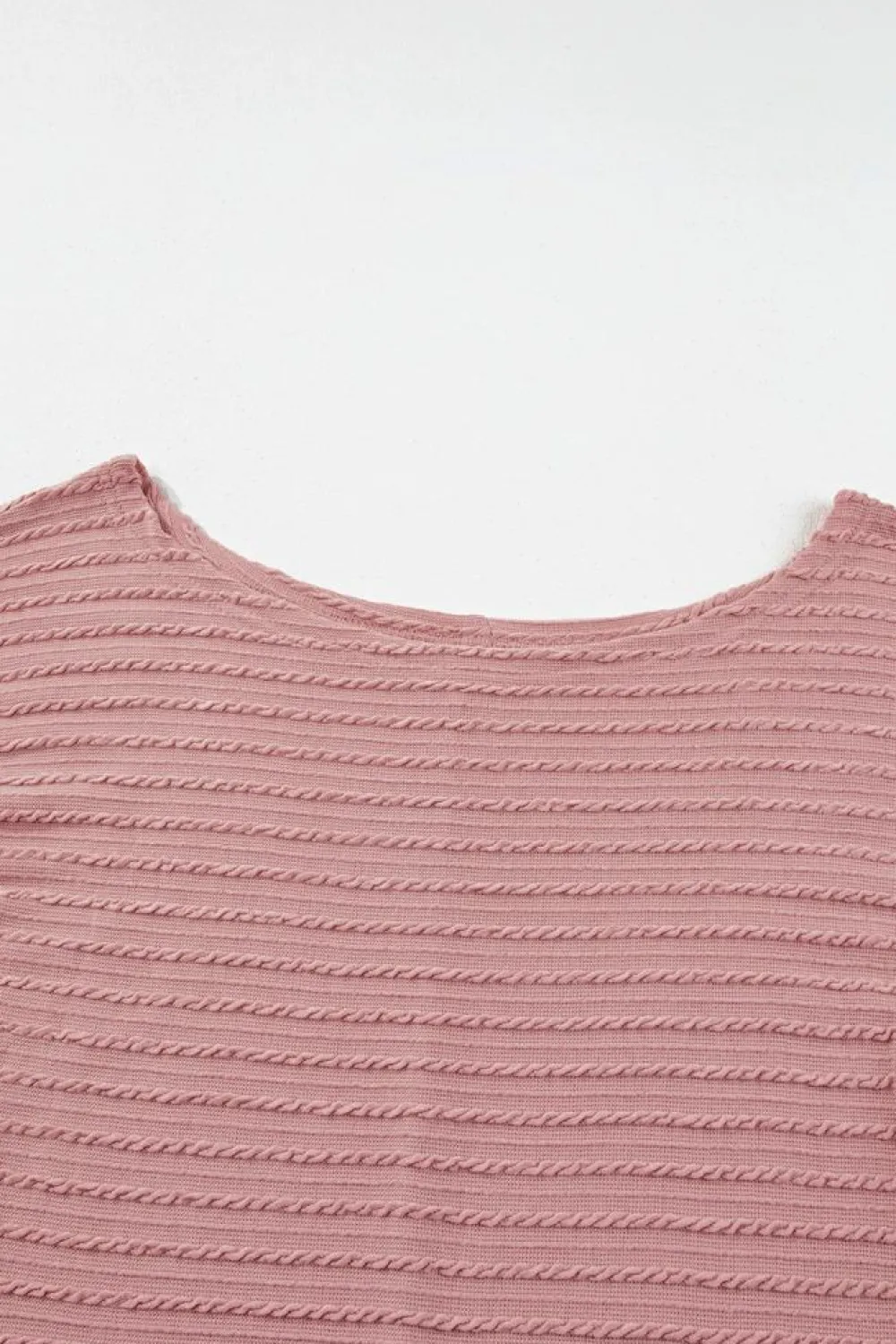 Discount Dear-Lover Textured Knit Long Sleeve Top Dusty Pink