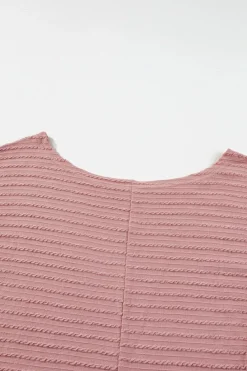 Discount Dear-Lover Textured Knit Long Sleeve Top Dusty Pink