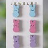 Discount Dear-Lover Easter Bunny Doll Wooden Earrings White