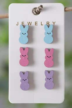 Discount Dear-Lover Easter Bunny Doll Wooden Earrings White