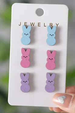 Discount Dear-Lover Easter Bunny Doll Wooden Earrings White