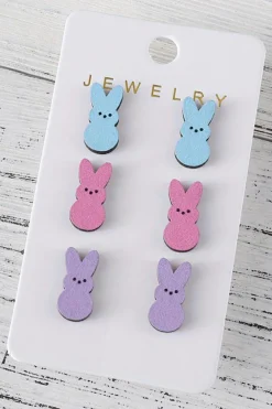 Discount Dear-Lover Easter Bunny Doll Wooden Earrings White