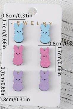 Discount Dear-Lover Easter Bunny Doll Wooden Earrings White