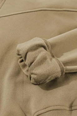 Outlet Dear-Lover Fleece Lined Zip Up Stand Collar Thumbhole Sleeve Sweatshirt Elmwood