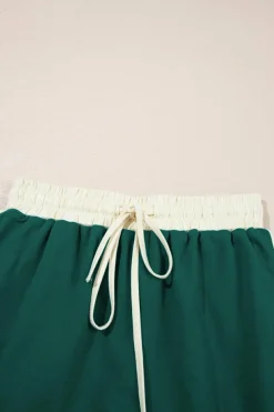 New Dear-Lover Colorblock Edge Drop Shoulder T Shirt and Skort 2Pcs Set Evergreen