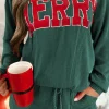 Discount Dear-Lover Corded MERRY Graphic Long Sleeve Top and Shorts Set Evergreen